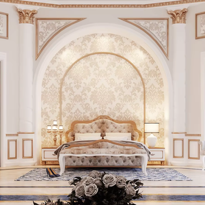 Lit king-size en bois de qualité supérieure, cadre et pieds sculptés à la main, luxe, fabrication artisanale, bois massif, chambre à coucher. - Product Image 1