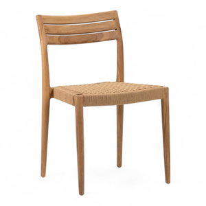 Silla de Comedor de Diseño Minimalista con Acabado de Madera Natural Sólida y Asiento Tejido para Decoración de Muebles de Jardín - Product Image 2