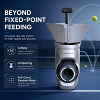 Machine à balles de tennis portable IA légère, partenaire de jeu, contrôle vocal via application, vitesse 140 km/h, 238 exercices prédéfinis, batterie 4 heures, pour entraînement solo