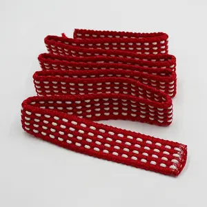 Custom Polyester Red Black Heavy Duty Thick 38mm Braid Webbing For Garment Decoration Shoes