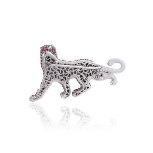 Pave Set Natural Ruby Gemstone Solid 925 Sterling <b>Silver</b> High Quality Classic Panther <b>Brooch</b> Pin Men Women Wedding Party Gift - Product Image 6