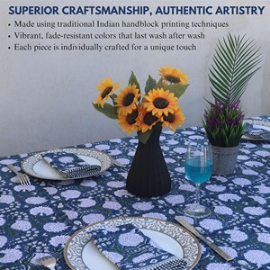 Classic Blue Floral Printed Cotton Linen <b>Tablecloth</b> Rectangle Washable Home Use Customizable <b>Square</b> <b>Tablecloth</b> Weddings - Product Image 5