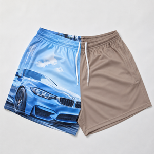 Shorts de Rugby Sublimados de Poliéster Ecológico de Dos Tonos con Logotipo Personalizado Directo de Fábrica al Por Mayor, Cintura Alta y Bolsillo con Cremallera - Product Image 1