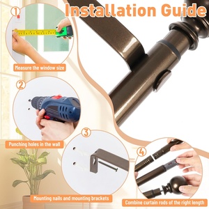 <span class=keywords><strong>Tringle</strong></span> à rideaux D25 160-300cm pour rideaux à œillets - Product Image 4