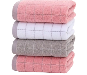 Ensemble de serviettes douces 100% coton, couleur unie, rectangulaires, écologiques, séchage rapide, douces pour la peau, gris, rose, blanc, pour la maison - Product Image 4