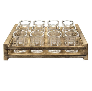 Porte-bouteilles et verres à vin en bois, accessoires de maison haut de gamme, meilleur ustensile de service pour le vin avec une capacité de 6 verres - Product Image 1