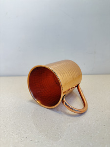 Premium Moscow Mule Copper Mug Handcrafted Hammered Pure Copper Cylindrical Cup with Copper Handle Barware Cocktail Drinkware - Product Image 4