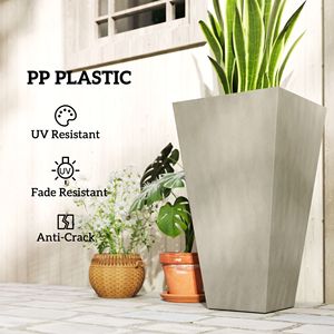 Set di 3 Fioriere Classiche Grigie da 70 cm per Interni/Esterni con Foro di Drenaggio, Vasi per Fiori per Portico, Patio e Terrazza - Product Image 6