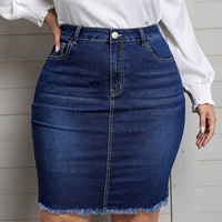 Tendance 2026 HSI Jupe en jean tricotée décontractée pour femme, style crop top, avec ceinture boutonnée, délavage usé, 100% unie, Printemps-Été-Automne