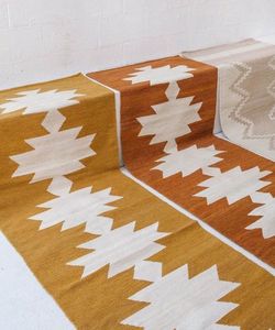 Striped Cotton Area Rug Modern Rectangle Reversible Flat Pile Waterproof Non-Slip Eco-Friendly Outdoor Indoor Use Blue White - Product Image 3