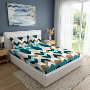 Drap de lit de haute qualité, bleu, motif uni, moderne, durable, écologique, toutes saisons, tissu microfibre 118 GSM, doux et confortable - Product Image 5