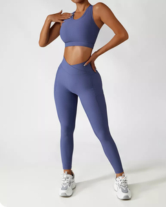 Wholesale Plus Size Yoga Sets for Women with Lace & Rhinestone 2-Piece Solid Color Workout Sets Garment Dyed <b>Waterproof</b> - Product Image 5