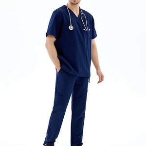 Women's <b>Coral</b> Scrub Set With Needle Detection Hospital Uniform Pants And <b>Top</b> Knitted Cotton Polyester Scrubs For Medical Use - Product Image 1