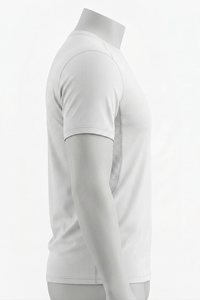 Men's White Short Sleeve Crew Neck Moisture Wicking T-Shirt 100% Polyester <b>Mesh</b> Solid Color All Seasons Athletic Fit - Product Image 3