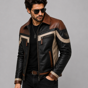 Dernière mode, design unique, veste en cuir pour homme, service OEM, haute qualité, coupe-vent, imperméable, streetwear, écologique - Product Image 1
