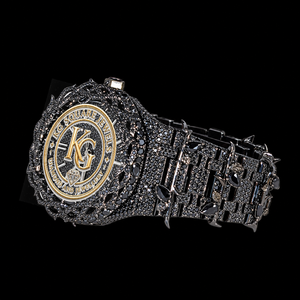 Montre mécanique incrustée de diamants noirs, bracelet bicolore, montre-bracelet, bijoux de luxe à la mode - Product Image 1