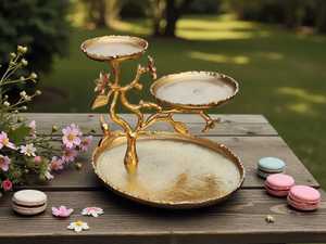 Gold Tiered Serving Stand Stainless Steel Display Tray Decorative Cake <b>Plate</b> <b>Rack</b> for Party Dining - Product Image 4