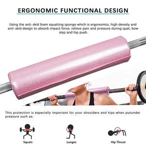 Almohadilla de espuma TPU rosa para levantamiento de pesas en gimnasio, para empujes de cadera y sentadillas, con logo personalizado y purpurina. - Product Image 5
