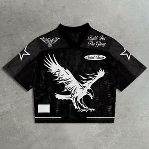 เสื้อฟุตบอลอเมริกันแบบกำหนดเอง ลายกราฟิกนกอินทรีสหรัฐฯ เสื้อกีฬาตาข่ายทรงโอเวอร์ไซส์ เสื้อทีมแบบซับลิเมชั่น โลโก้แบบกำหนดเอง รับผลิตตามสั่ง ขายส่ง - Product Image 5