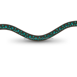 Banda Frontal para Caballo de Alta Calidad con Cristales Hechos a Medida, Piedras de Marca Incrustadas, Cuero Inglés Negro para Carreras de Caballos - Product Image 1