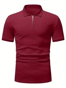Plus Size Men <b>Zip</b> <b>Up</b> <b>Polo</b> Shirt Short Sleeve Knitted Casual Collared T Shirt Custom Logo - Product Image 2