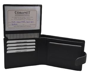 Cartera plegable de cuero de grano superior genuino para hombre, bolsillo negro con protección RFID para monedas, ventana de identificación, forro de PU, bolsillo corto, patrón de logotipo de Anime - Product Image 4