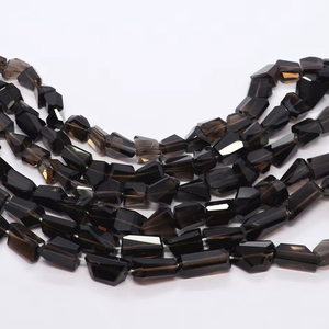 ลูกปัดควอตซ์สโมคกี้ทรงหยดน้ำเจียระไนด้วยเลเซอร์ ขนาด 8-12 มม. ลูกปัดพลอยควอตซ์สโมคกี้ขัดเงา ลูกปัดควอตซ์สโมคกี้ธรรมชาติทรงหยดน้ำ - Product Image 1