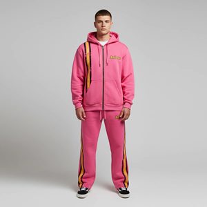 Tracksuit High Quality Mens Street Blank <b>Hoodies</b> Custom Cotton French Terry Distressed Embroidery Patch Sweat Suits - Product Image 3