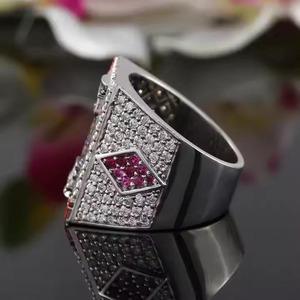 Men's Trendy Hip Hop <b>Iced</b> Out Silver with your Photos Full VS Lab Grown Diamond Hip-hop Style <b>Ring</b> From Indian Manufacturer - Product Image 2