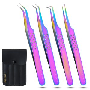 Private Label 45 degree tweezers lash extension eyelash tweezers Stainless Steel Fiber Tip Volume Lashes lash Extension <b>tools</b> - Product Image 1