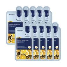 Masque en tissu Mediheal Derma Plus Green Tangerine, lot de 10, hydratant visage, vitamine C et ingrédients végétaux, réduction sur 1 paquet - Product Image 1