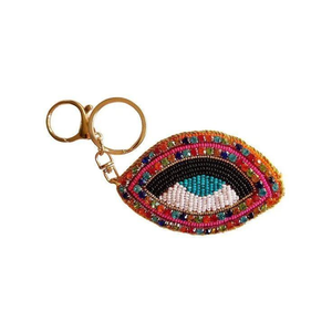 Handmade Glass Beads Avocado <b>Keychain</b> Bag Charm 10x6cm Indian Girls Gift for Purse Backpacks BY MULTI CRAFT - Product Image 3