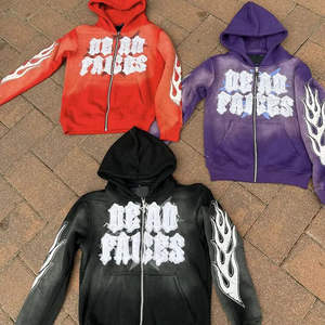 Sudadera con capucha vintage Nesta Sports OEM con apliques bordados desgastados, de felpa francesa de 500 g/m², lavado ácido, efecto descolorido por el sol, con cremallera. - Product Image 1