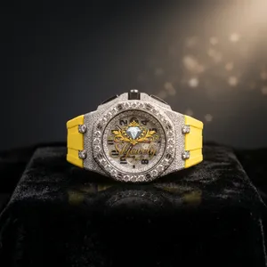 Reloj de Cuarzo con Moissanita para Hombre, Caja de Acero Inoxidable, Esfera de Cristal de Zafiro, Resistente al Agua 10 Bar, Estilo Hip Hop de Lujo con Diamantes - Product Image 2