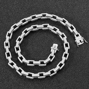 Luxury Iced Rectangle Paperclip Link <b>Necklace</b> | 14k Gold Plated Sterling Silver Cuban Chain | VVS Moissanite <b>Statement</b> <b>Necklace</b> - Product Image 1