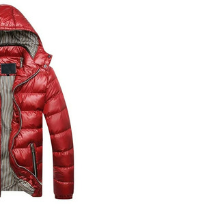 Men's <b>Red</b> Camouflage Long <b>Hooded</b> Puffer <b>Jacket</b> Windproof Thick Winter Coat Zipper Closure Casual Slim Fit Cotton Filling - Product Image 3