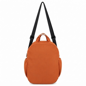 Orange <b>Mini</b> Softback <b>Backpack</b> With Detachable Arcuate Shoulder Strap Zipper Closure Unisex Daily Use - Product Image 5