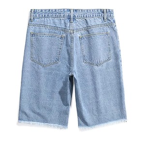 Shorts en jean pour homme, taille mi-haute, coupe droite, déchirés, en coton, décontractés, pour l'été, en tissu tricoté, imperméables, brodés - Product Image 5