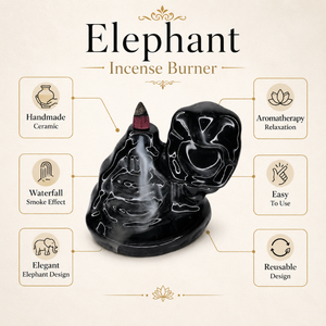 Luxury <b>Elephant</b> Ceramic Backflow Incense Burner Waterfall Smoke Cascade Holder | Zen Meditation Home <b>Decor</b> OEM Manufacture India - Product Image 5