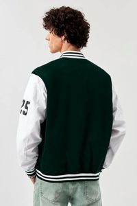 Chaqueta Varsity de Lana de Alta Calidad para Hombre, Estilo Universitario, con Botones Cubiertos, Cuello Alto Personalizado, Prenda Casual de Invierno de Algodón - Product Image 5