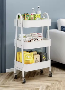 OEM/ODM Vietnam 3 Tier Metal Storage <b>Rack</b> Trolley Movable Floor Standing Organizer for Kitchen Bedroom - Product Image 4
