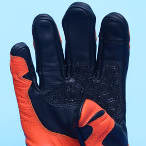 ถุงมือมอเตอร์ไซค์หนังวัวแท้สีส้มดำแบบสั่งทำพิเศษสำหรับฤดูหนาว ถุงมือแข่งรถหนังเต็มตัว ถุงมือสกีกันน้ำพร้อมป้องกันข้อนิ้ว - Product Image 4