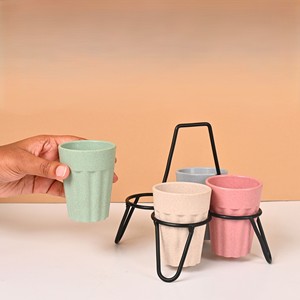 Juego de Tazas de Té Modernas de 6 Piezas con Soporte Metálico, Juego de Tazas Coloridas con Soporte para Servir Té y Café, Elegante Juego de Vasos para Bebidas de Cocina - Product Image 3