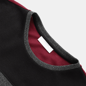 T-shirt en tricot pour homme, manches courtes, col rond, coupe décontractée, design uni avec empiècements contrastants - Product Image 5