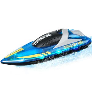 Barca da Corsa RC 2.4GHz con Luce LED, Velocità 12 km/h, Telecomando, 2 Batterie Ricaricabili per Piscine e Laghi - Product Image 1