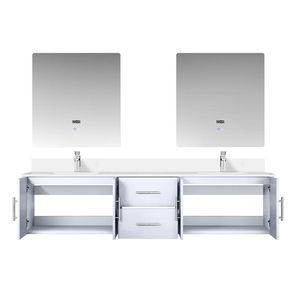 Glossy White 80 In. Double <b>Bath</b> Vanity with 22 In. Cultured Marble Top 30 In. LED <b>Mirrors</b> Faucet Set 22 In. W X 22 In. D - Product Image 5