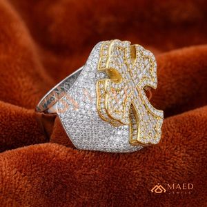 Anillo Cuadrado de Moissanita y Diamantes de Laboratorio, Oro de 18k, con Incrustaciones de Piedras Púrpuras Brillantes, para Cantantes de Hip Hop y Campeones - Product Image 3