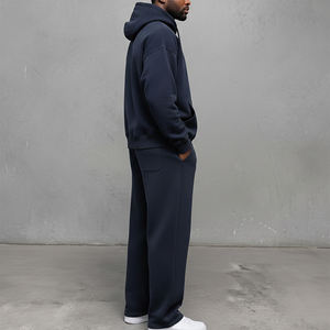 Ensemble de survêtement tendance en molleton 100 % coton épais de qualité supérieure avec sweat à capuche zippé et pantalon de jogging ample, logo personnalisé imprimé - Product Image 2