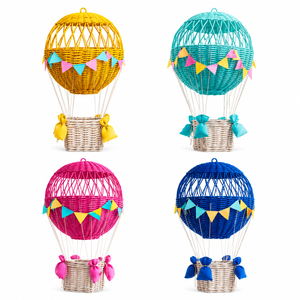 Elegant Custom Handmade Rattan Hot Air <b>Balloon</b> Basket Ramadan Gergean Candy Container Festival <b>Decoration</b> - Product Image 1