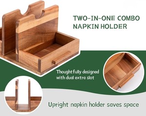 Porte-serviettes en bois pour salière et poivrière – Organiseur de cuisine pour serviettes et condiments - Product Image 6